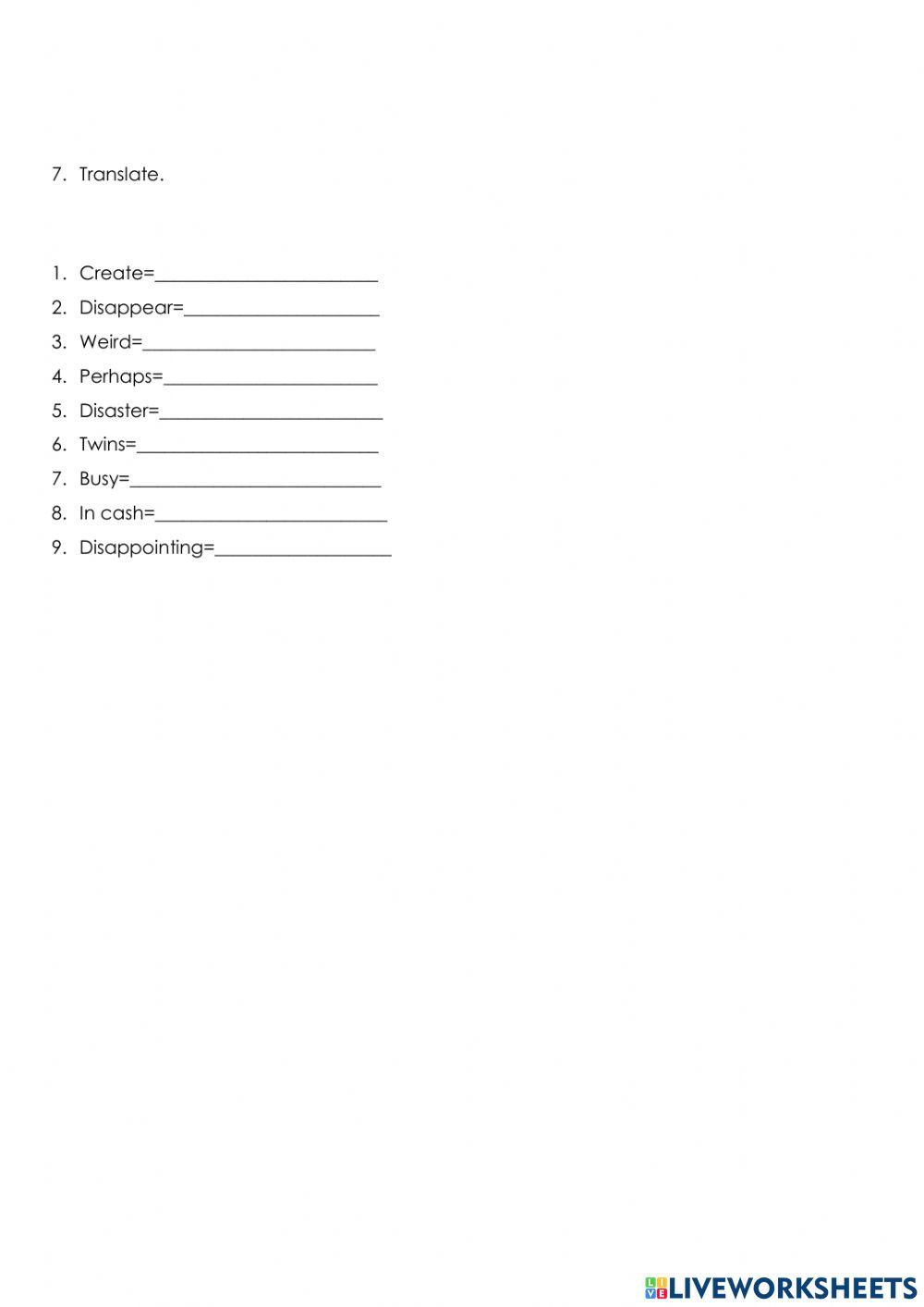 Vocabulary test, unit 4, c' class