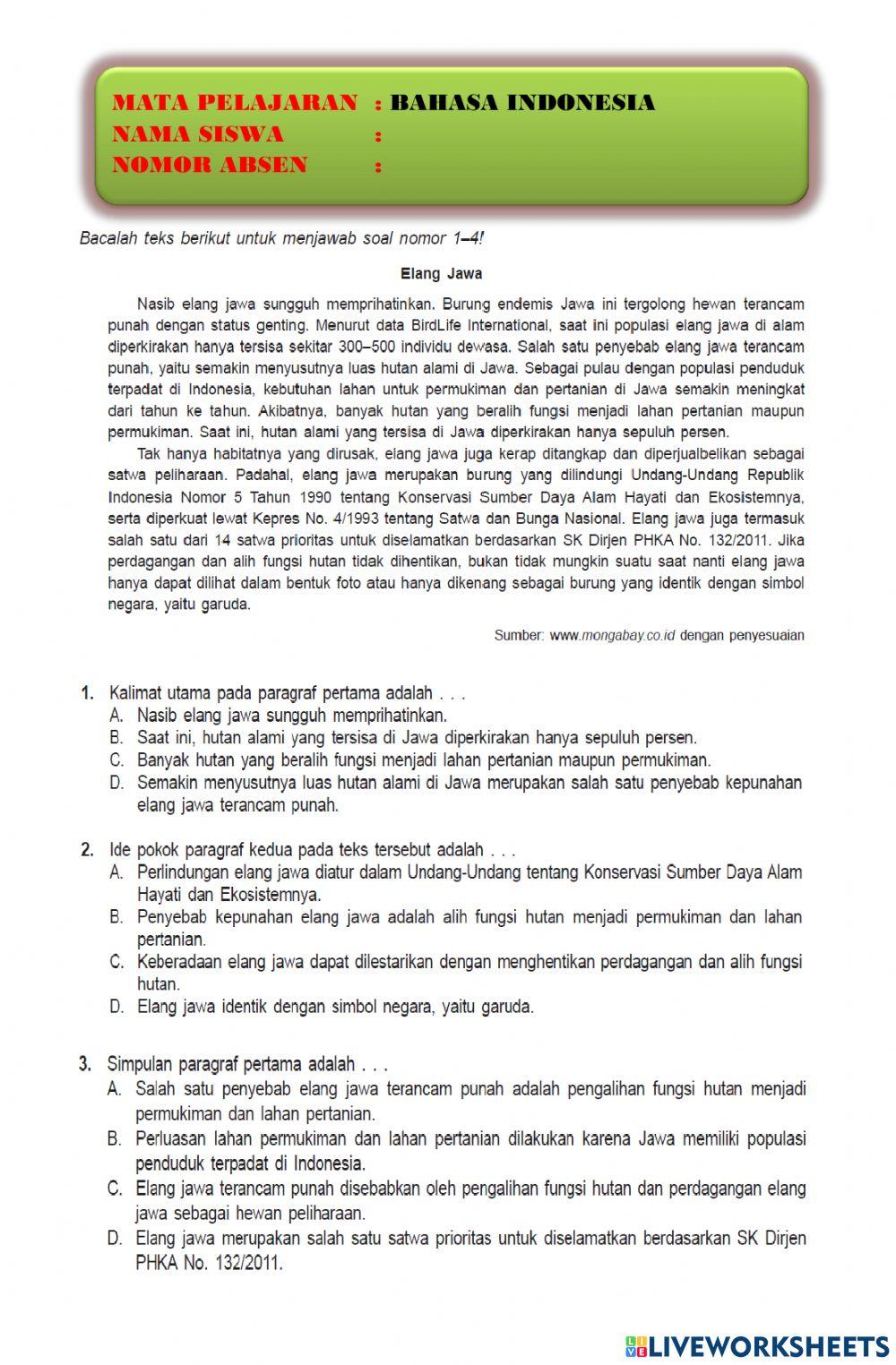 Latihan US BIN2 KELAS 6