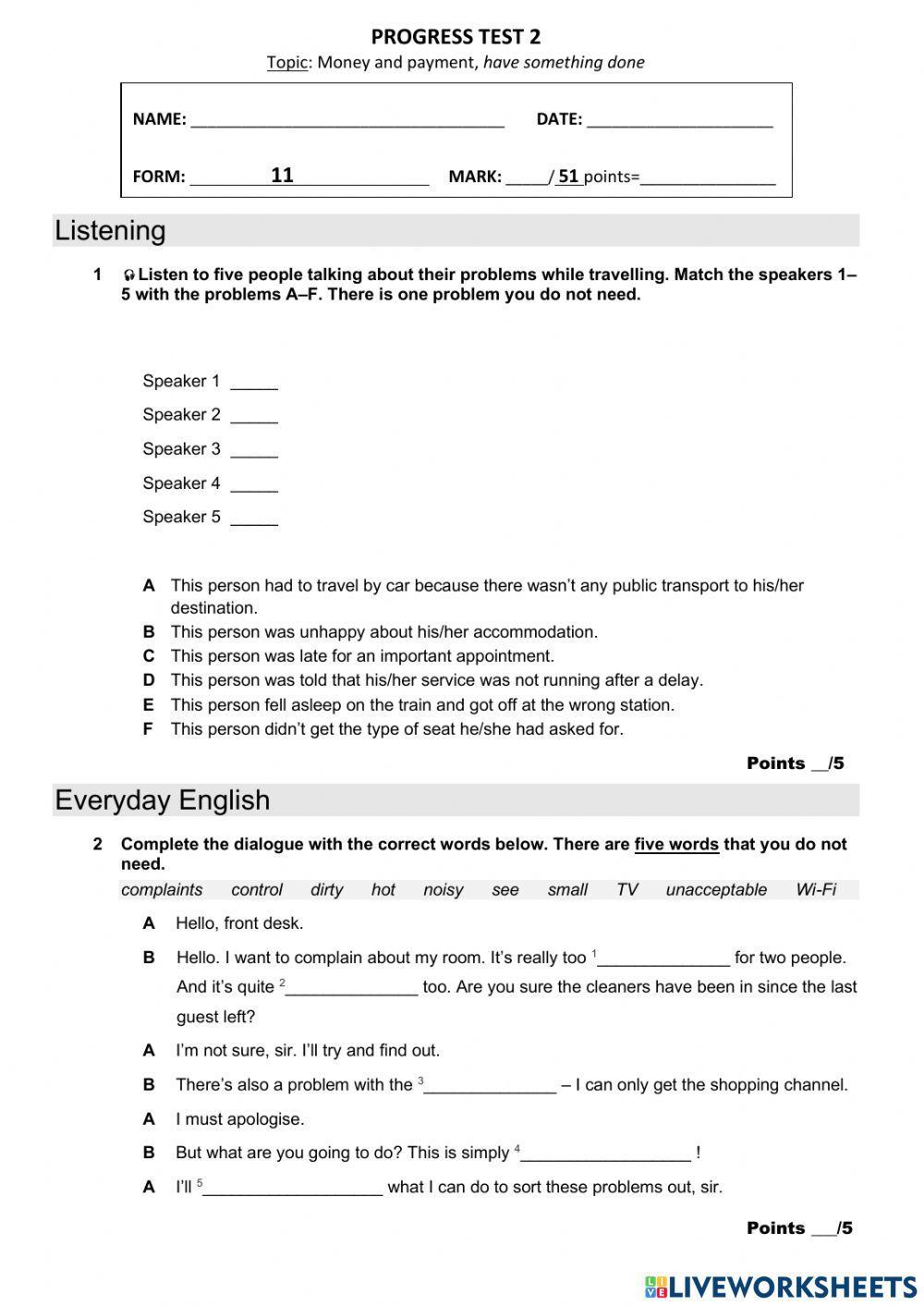 Money and payment, have something done