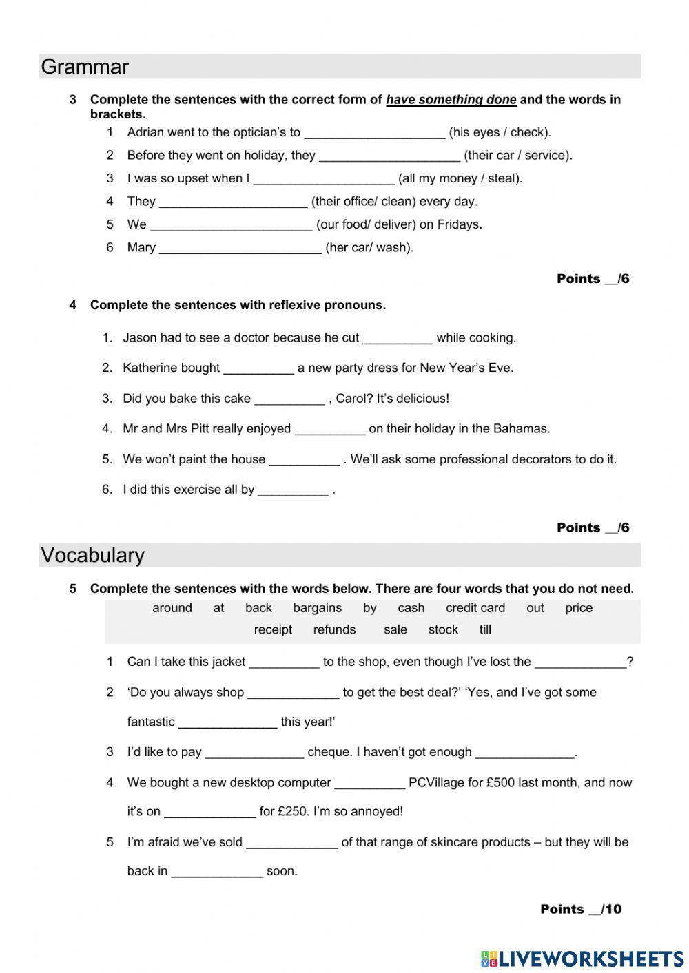 Money and payment, have something done