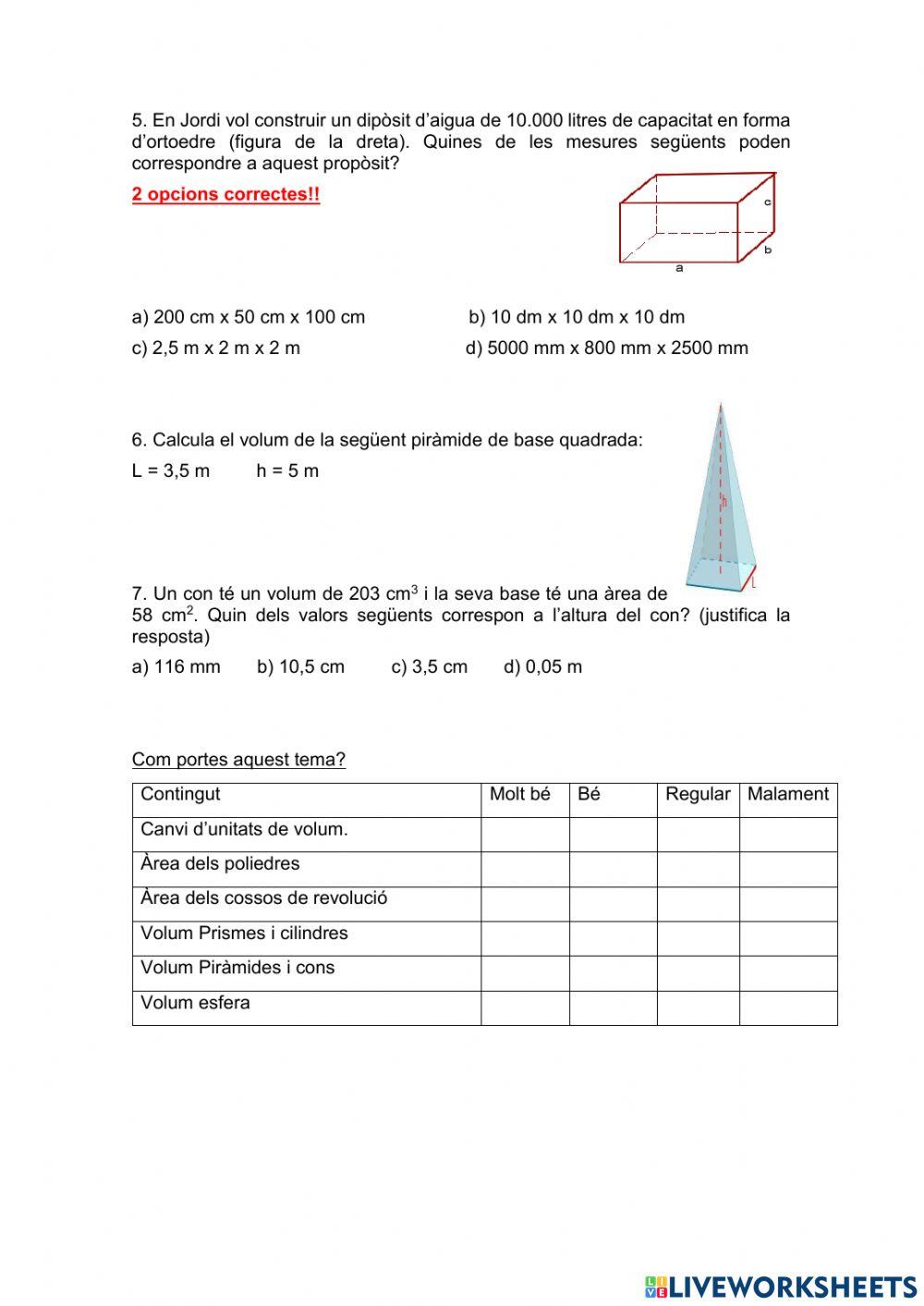 Autoavaluació T5: Poliedres