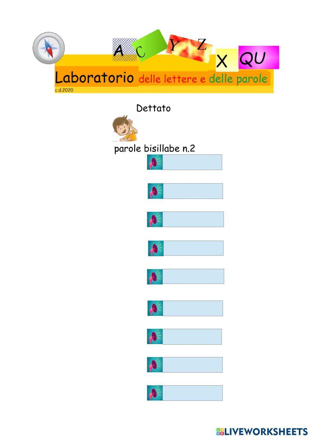 BISILLABE CON CAMBIO SILLABA INIZIALE O FINALE