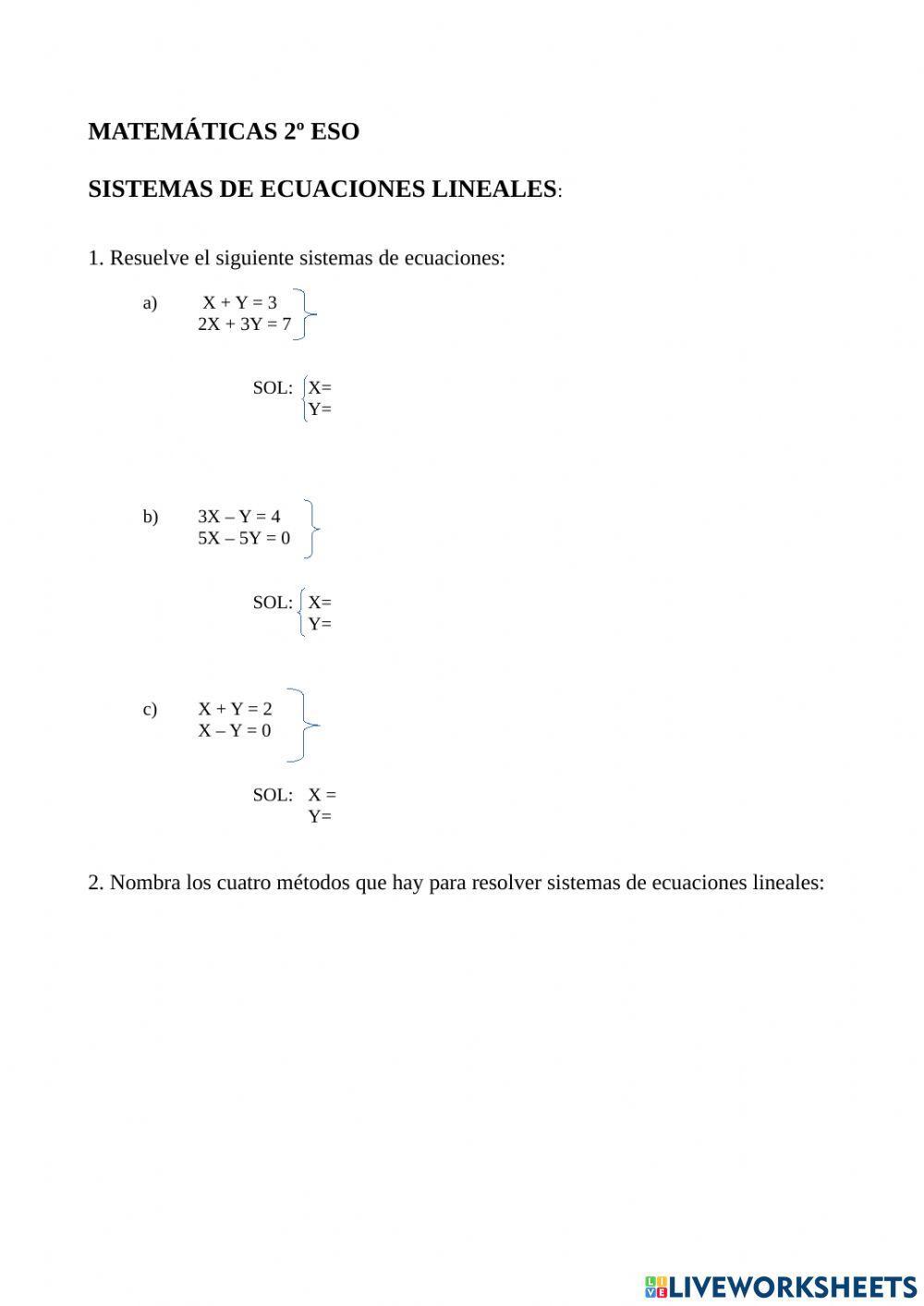 Sistemas de ecuaciones lineales