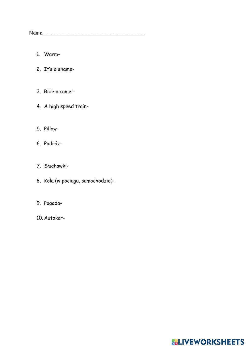 Vocabulary Gold experience A2 Unit 6