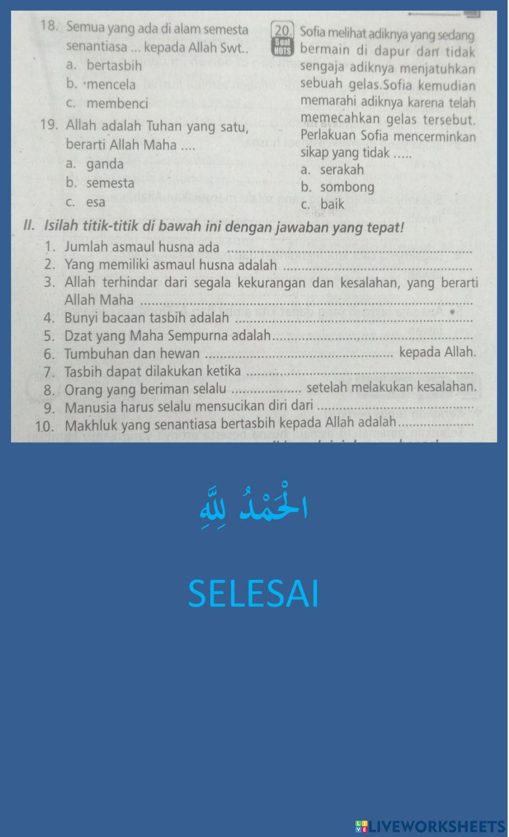 Ulangan harian pelj 3 smstr 2 kls 2