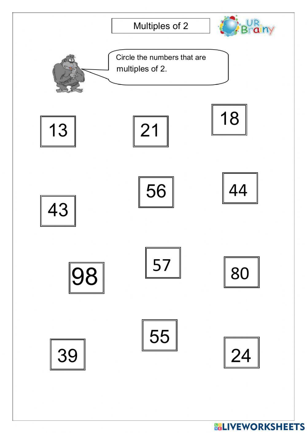 Multiples of 2 online exercise for | Live Worksheets