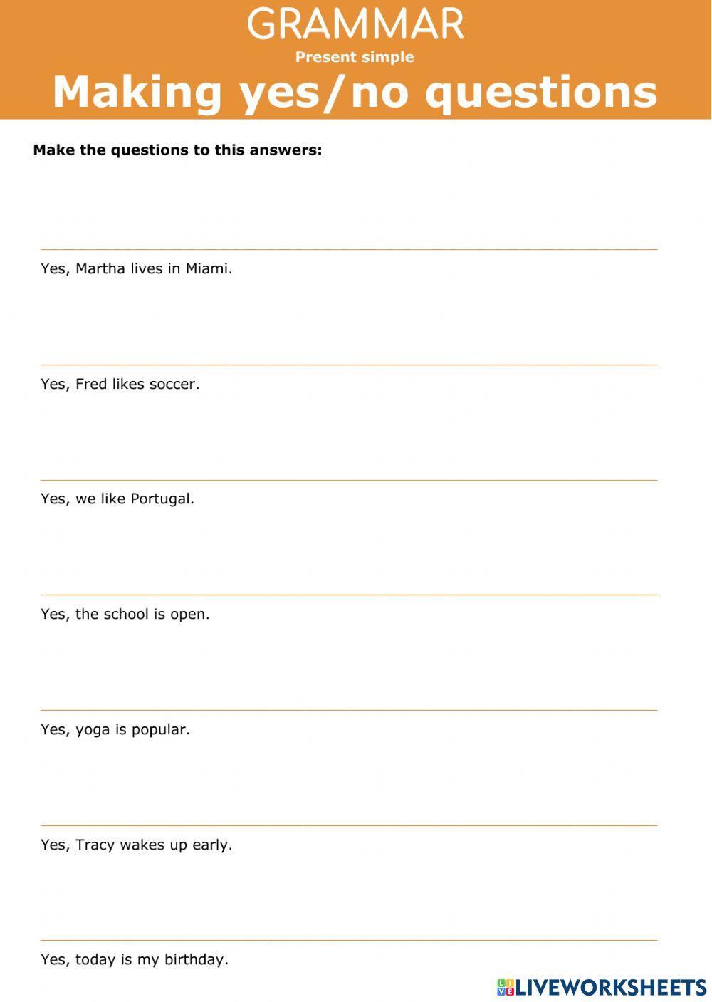 Present Simple - Making Yes or No questions