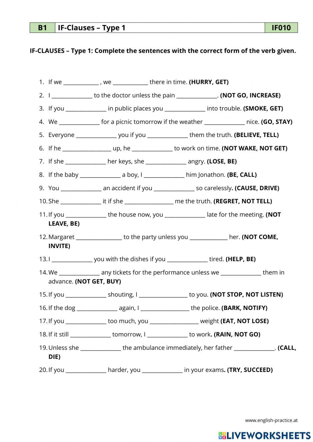 B1 1st conditional liveworksheets 794265
