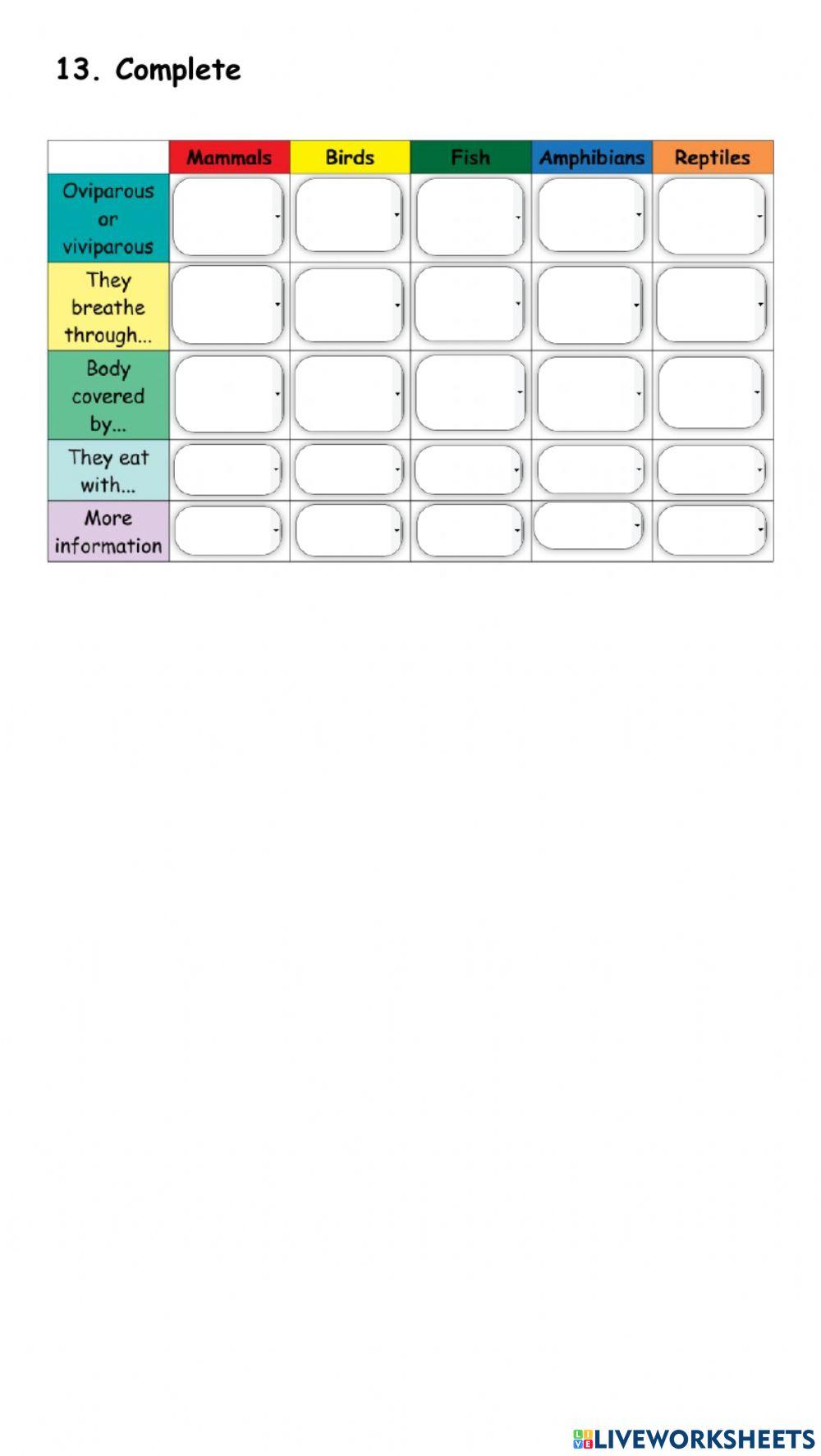 Primary 4 Test Living things