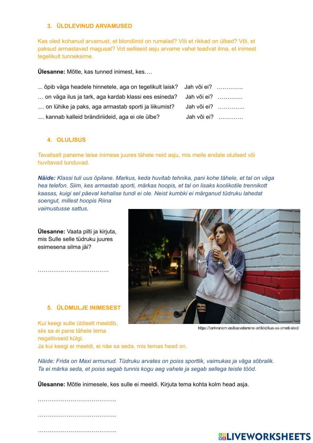 Suhtluskaaslase tajumine, 5.klass