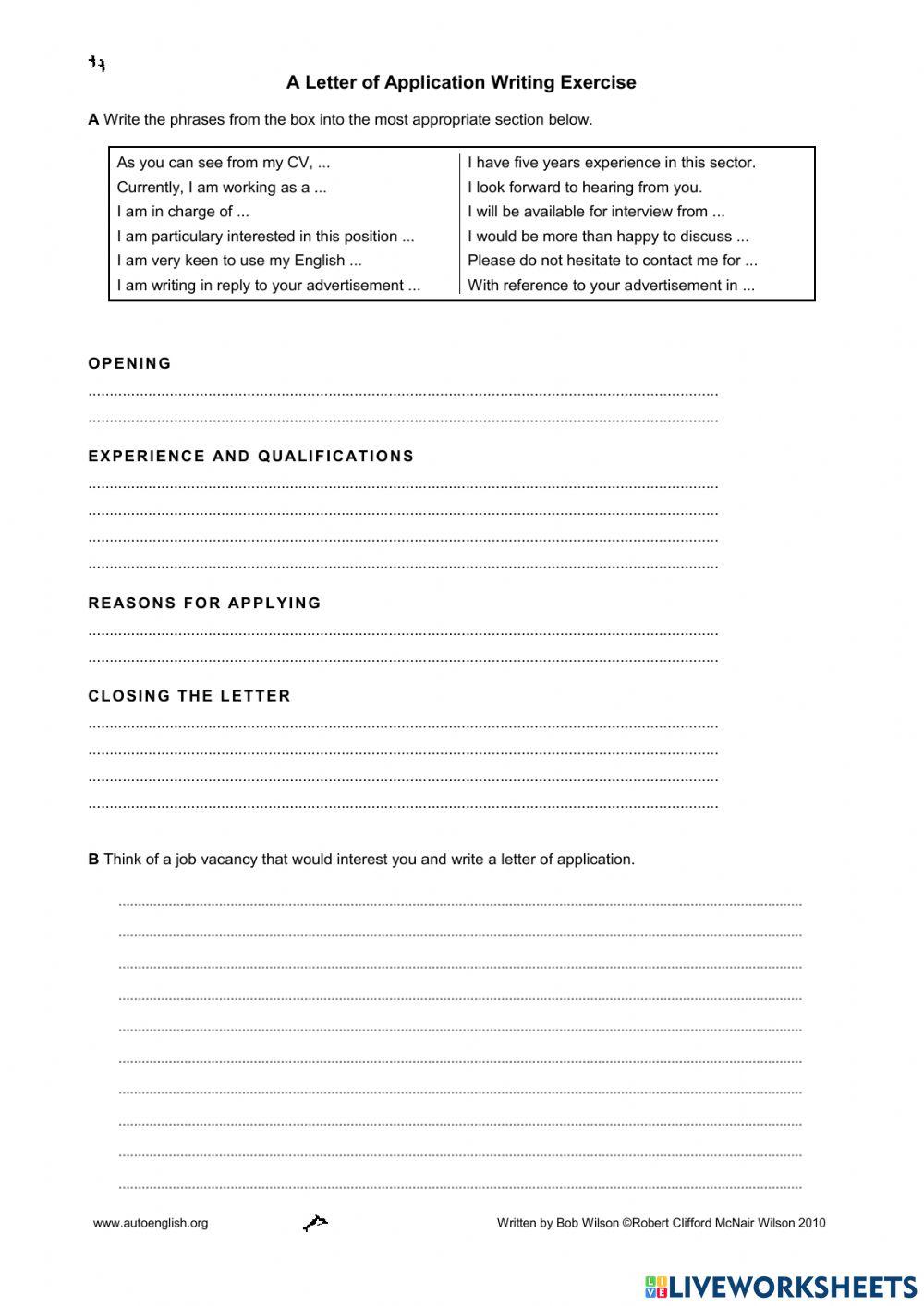 Letter of Application