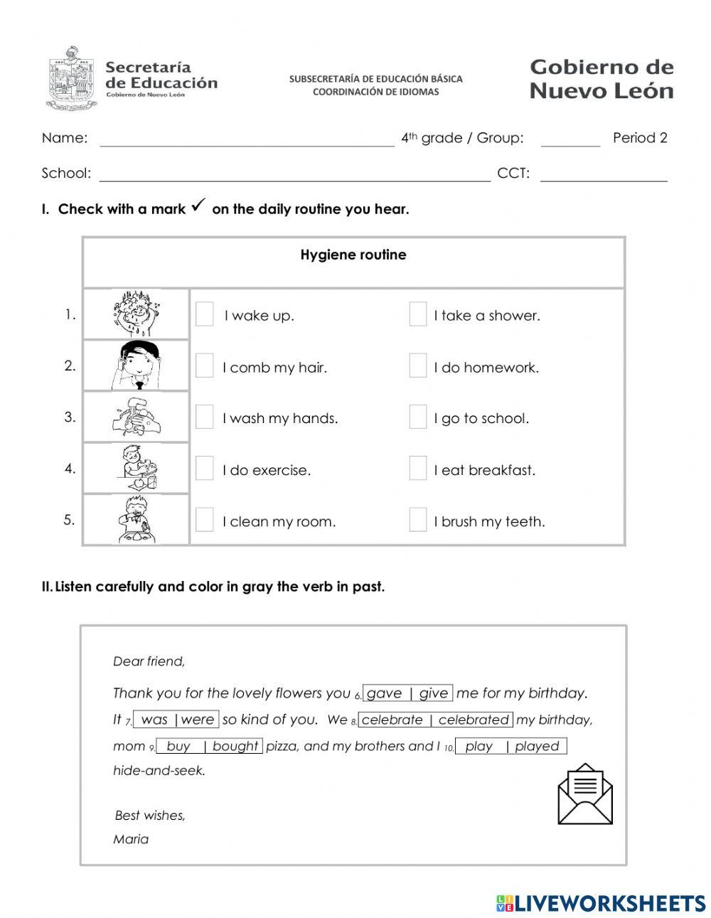 Second Trmiester Exam - Fourth Grade