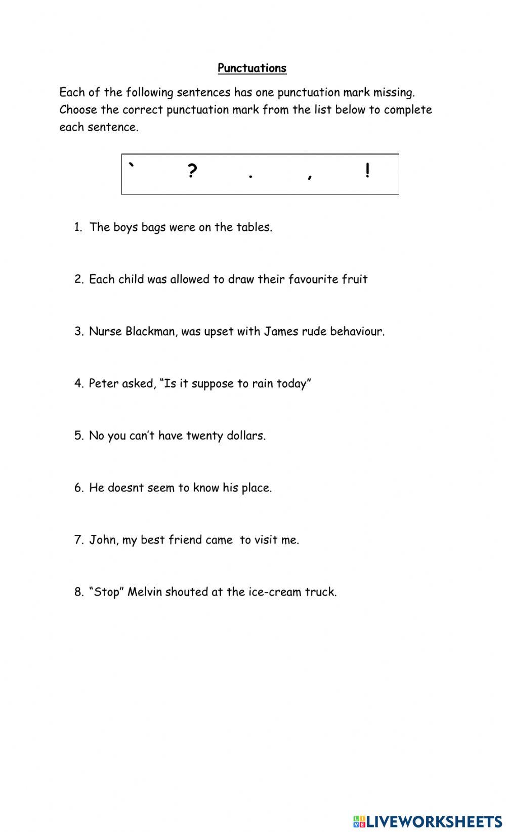 Punctuations Exercise 2