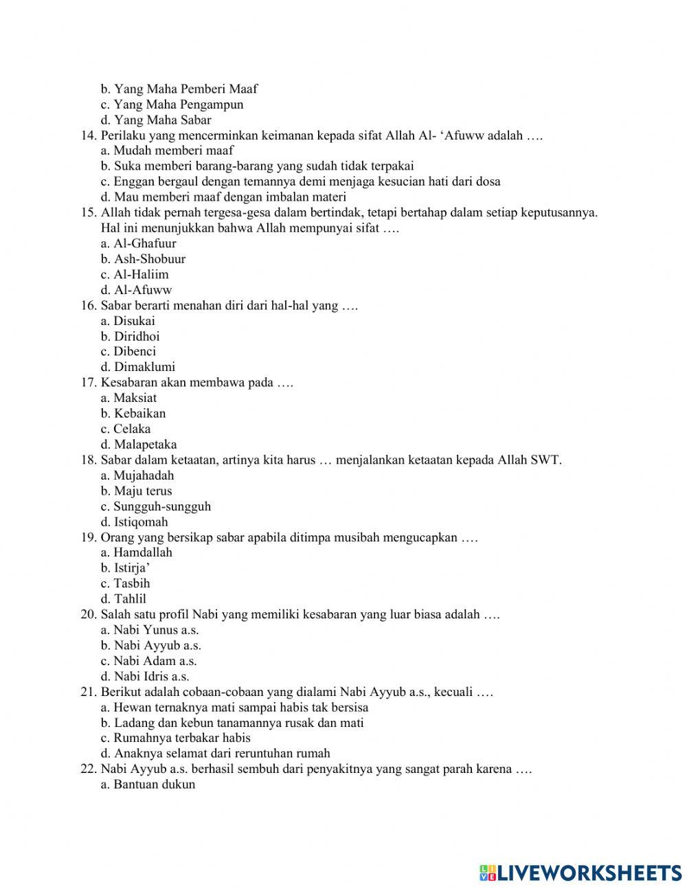 Pat aqidah akhlak kelas 6