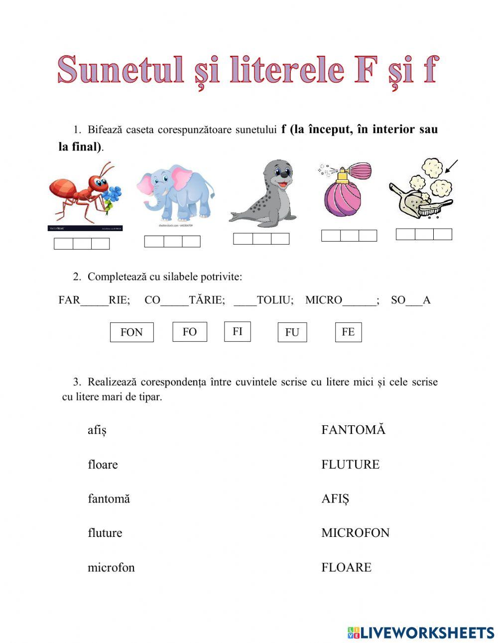 Sunetul și litera f