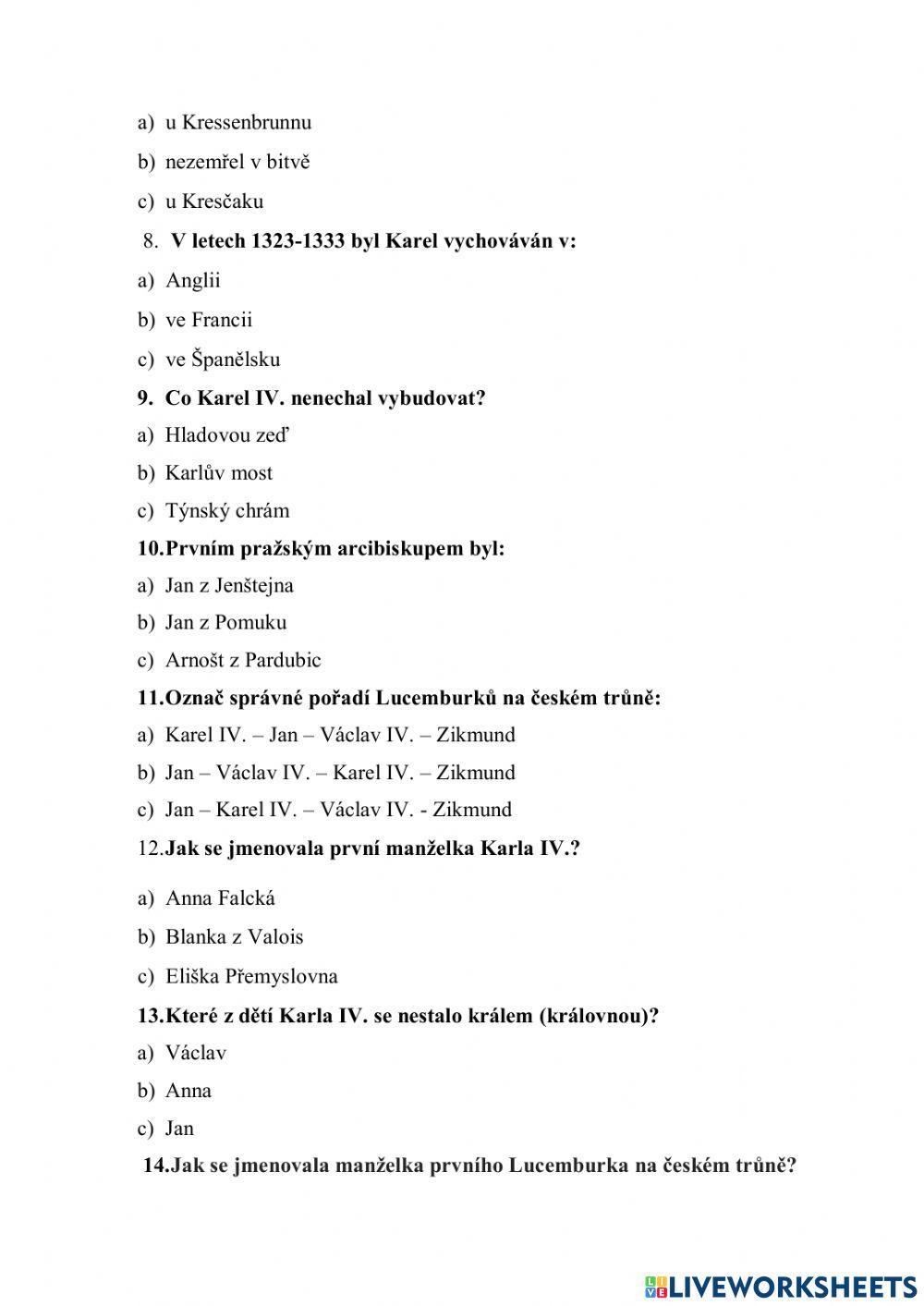 Lucemburkové - test