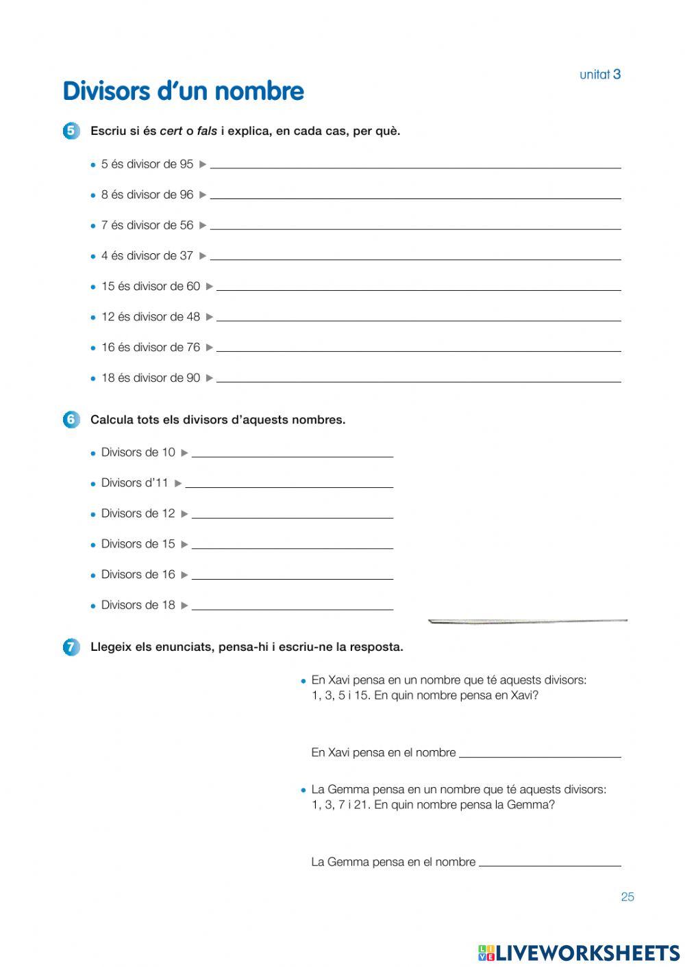 Multiples i divisors