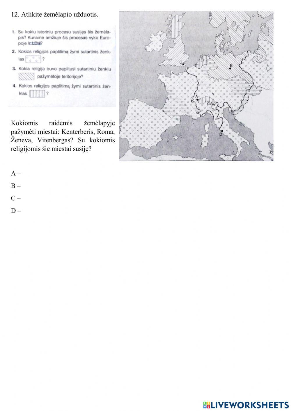 Kontrolinis darbas. Reformacija. Kontrrreformacija