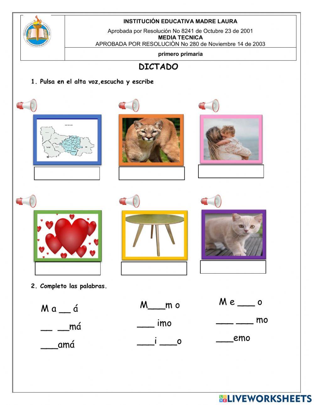 dictado de la letra m
