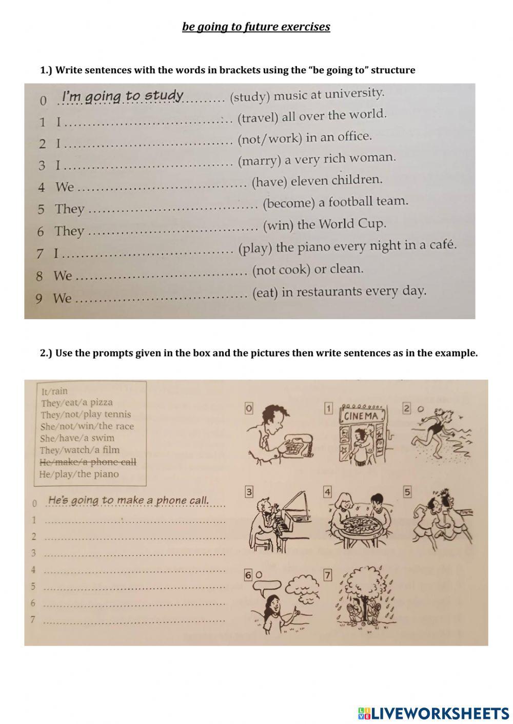 Be going to - future