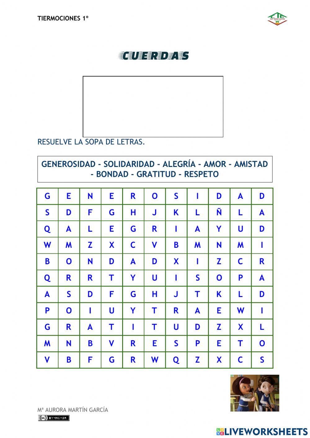 Cuerdas. sopa de letras