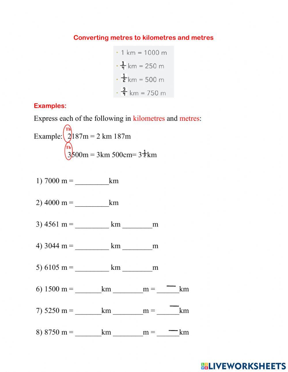 Measuring lengths cm m km worksheet live worksheets 57 off