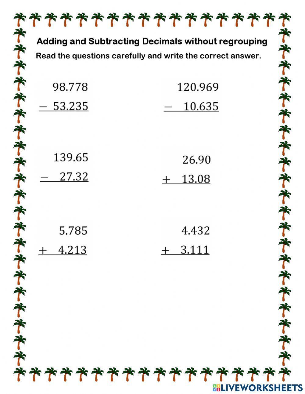 Adding and Subtracting Decimals