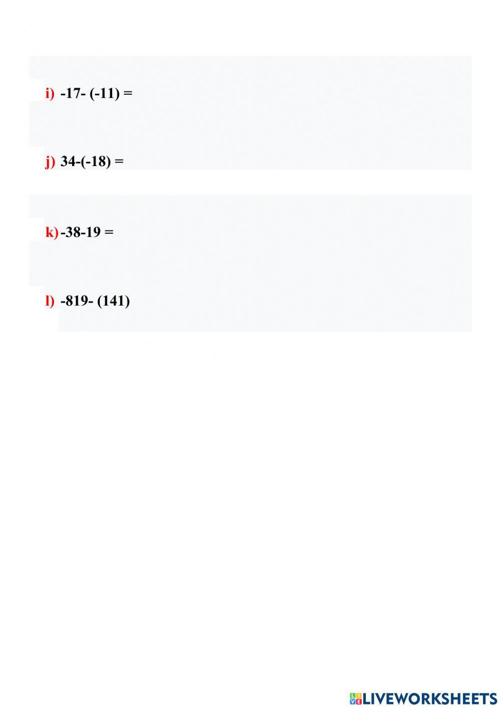 Operaciones con numeros enteros