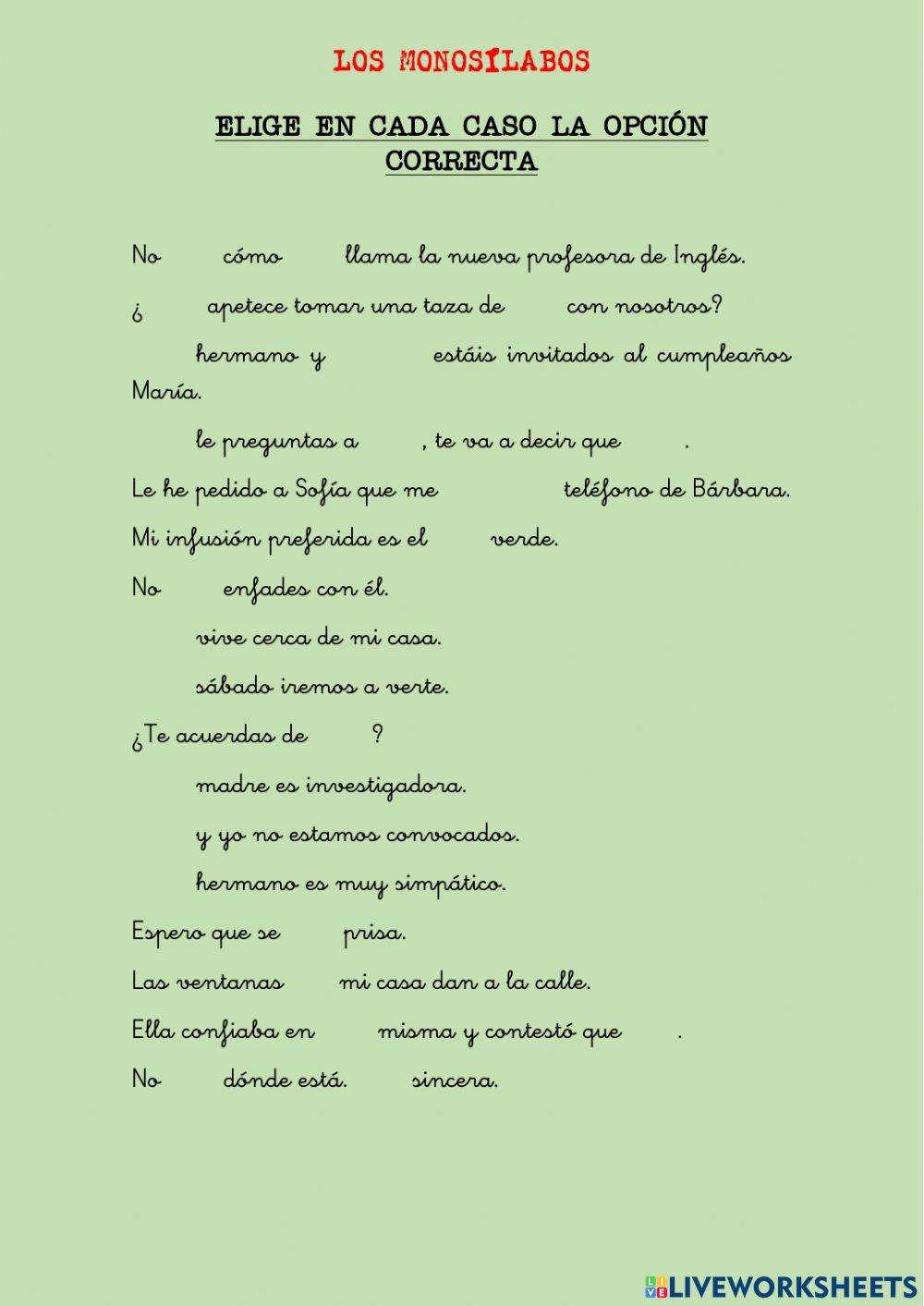 Monosílabos Monosílabos