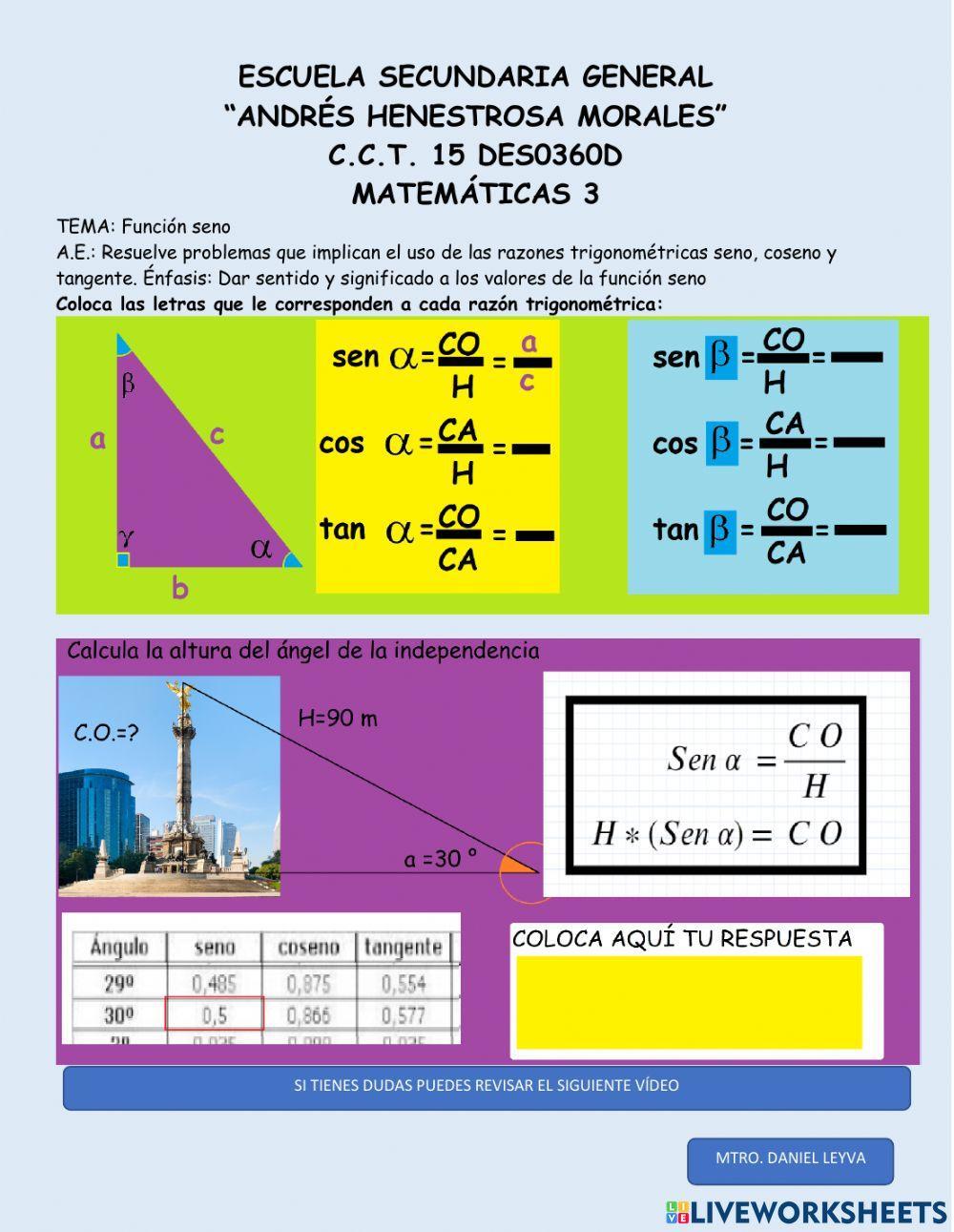 Razón trigonométrica seno