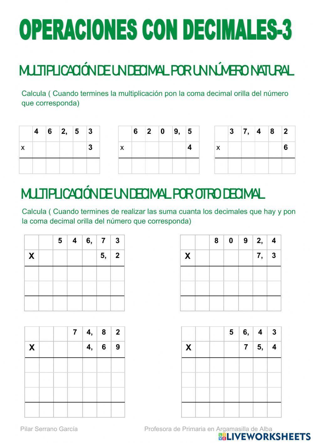 Multiplicación decimales