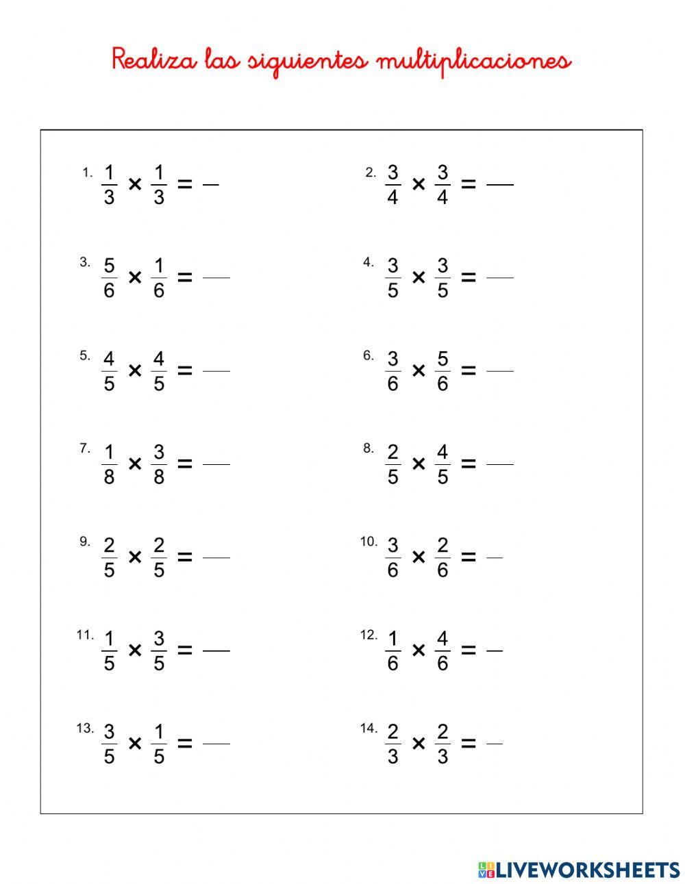 Multiplicación de fracciones Multiplicación de fracciones