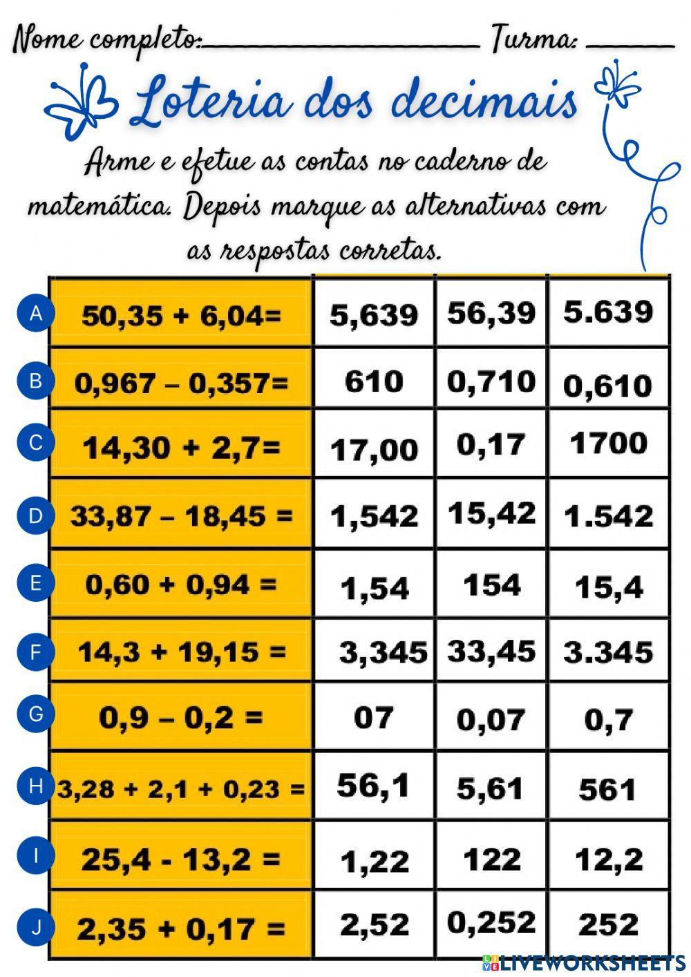 Loteria dos decimais