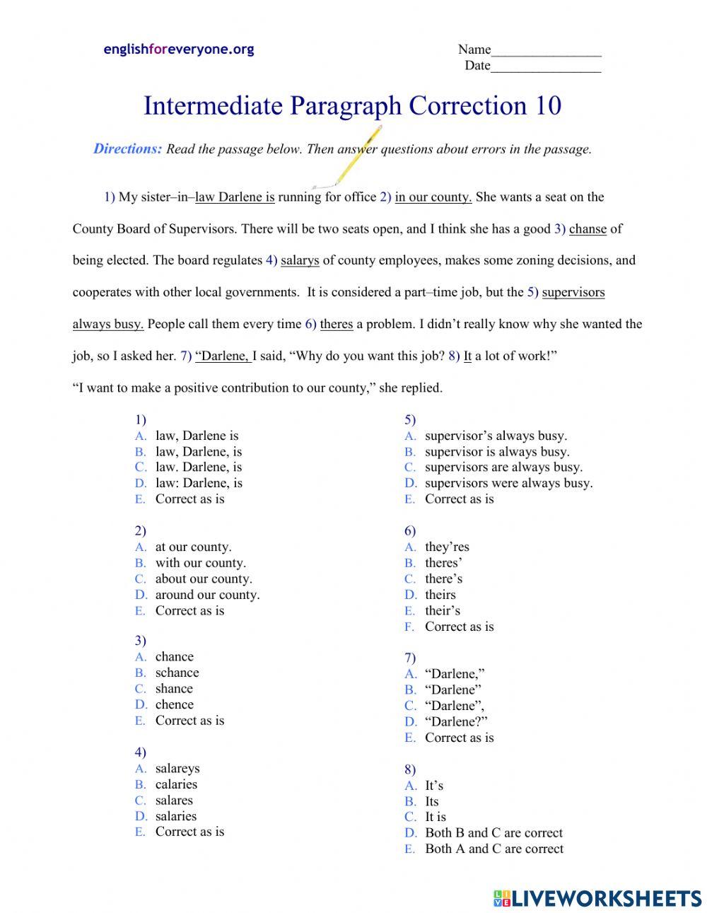Paragraph Corrections -10