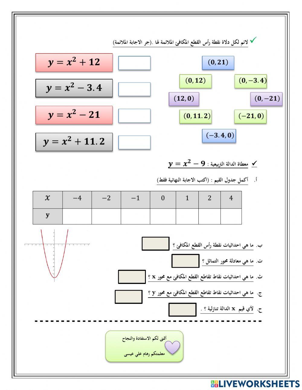 دالة تربيعية