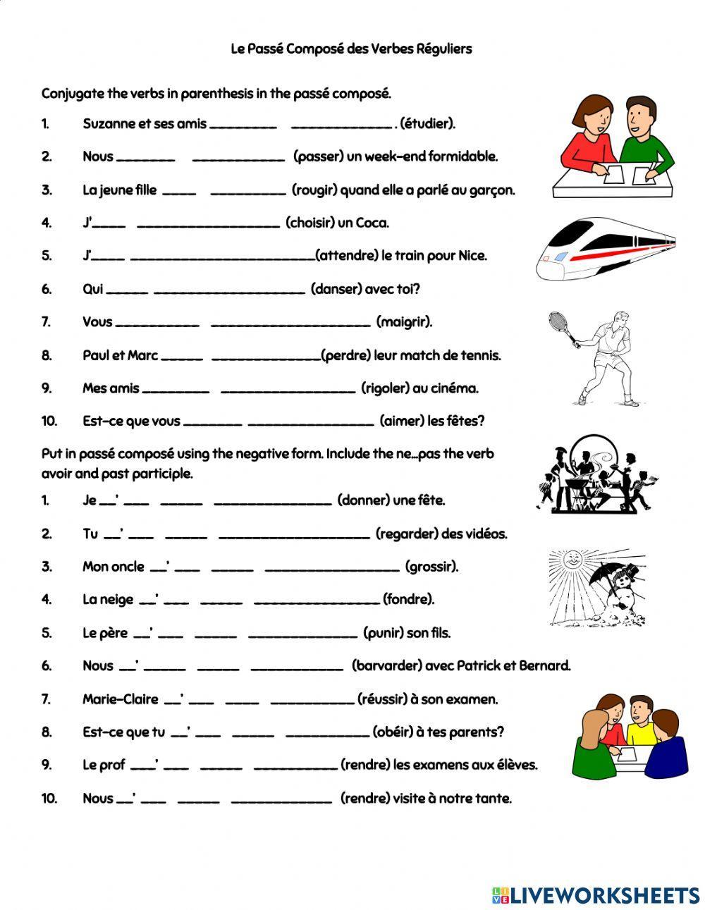 Passé Composé avec les verbes réguliers