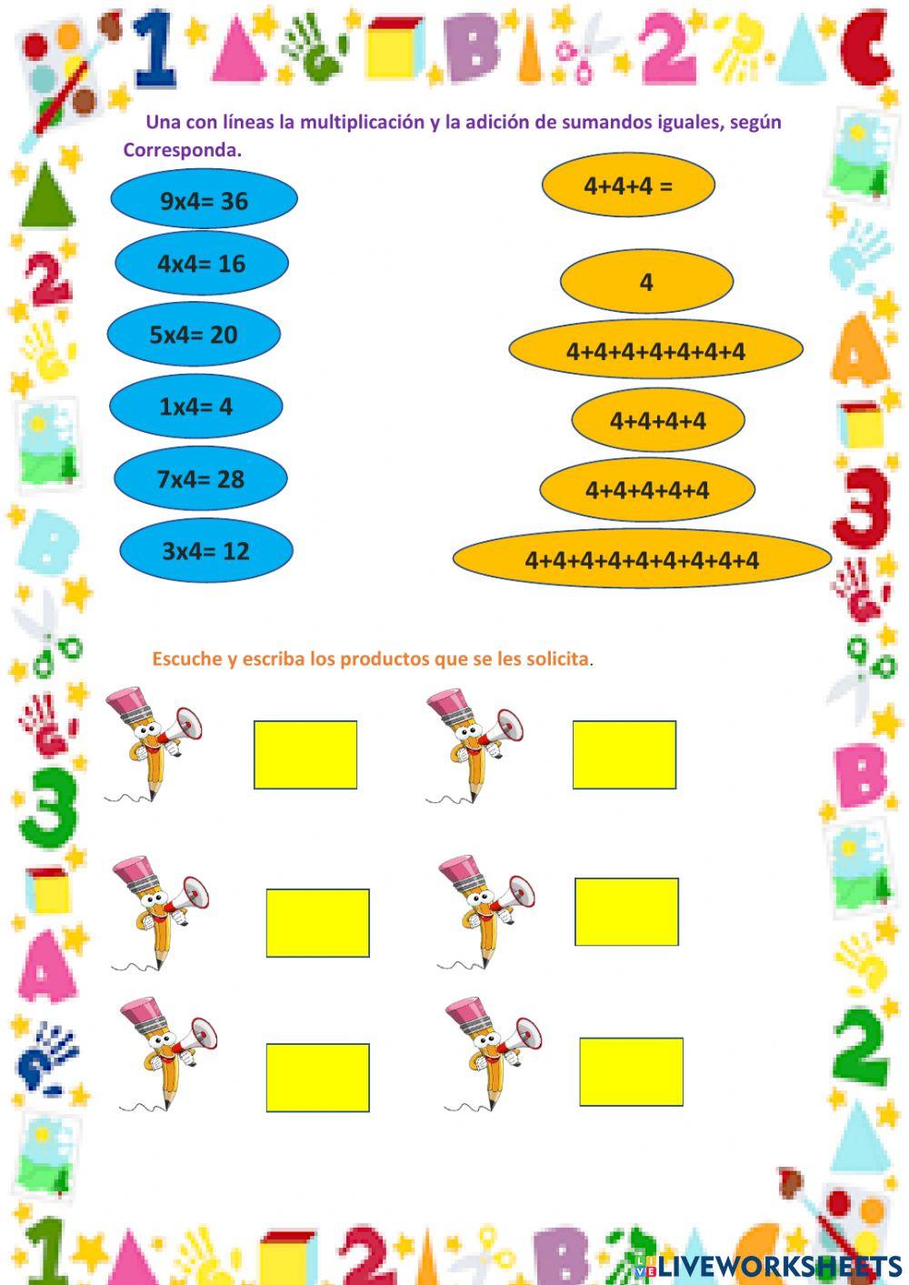 Multiplicaciones del cuatro