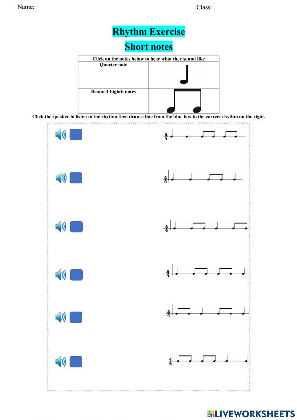 Rhythm Dictation 1 - Short notes