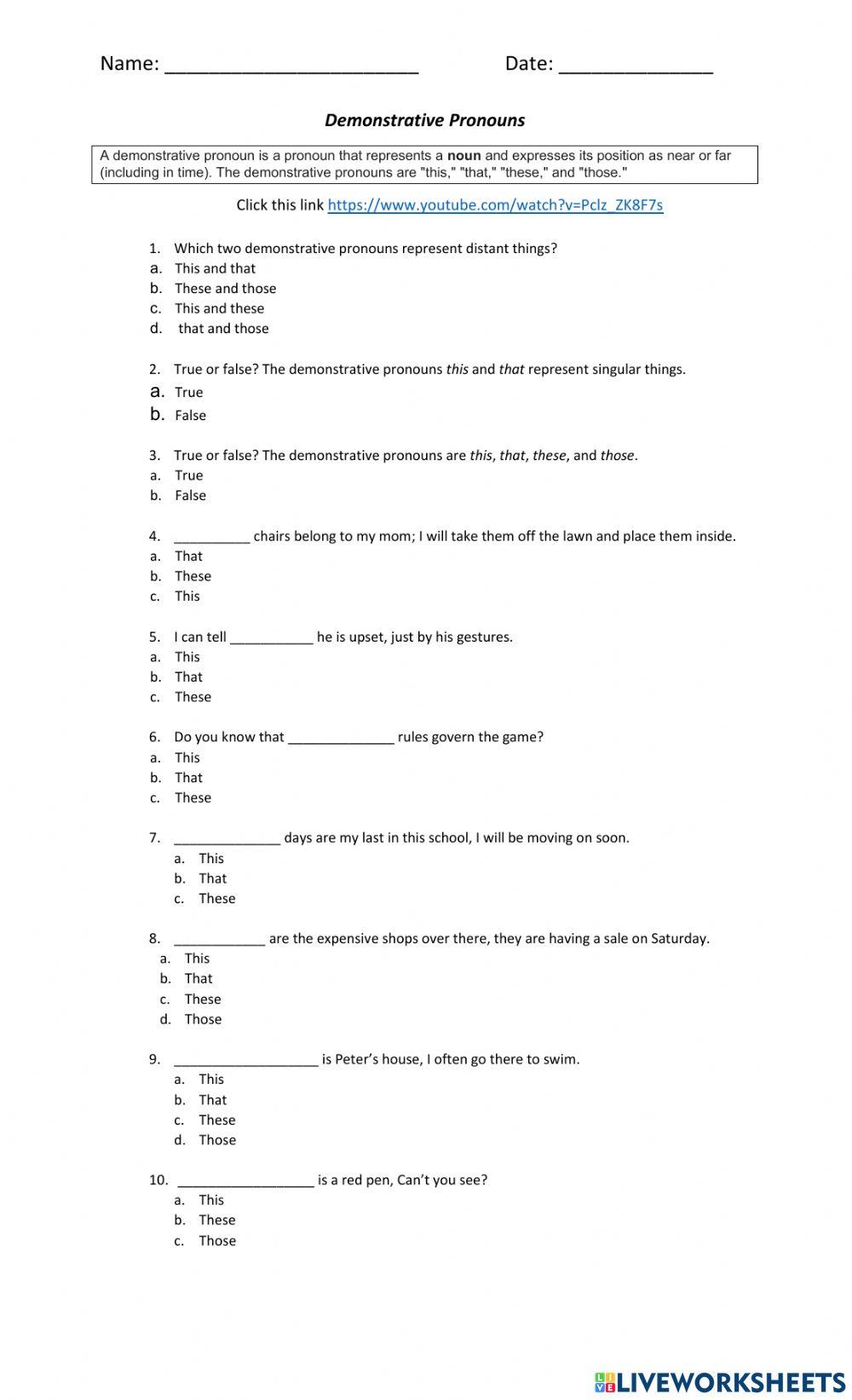 Demonstrative Pronouns