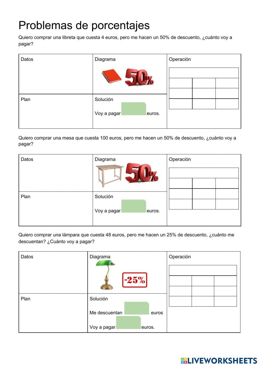 Problemas con porcentajes