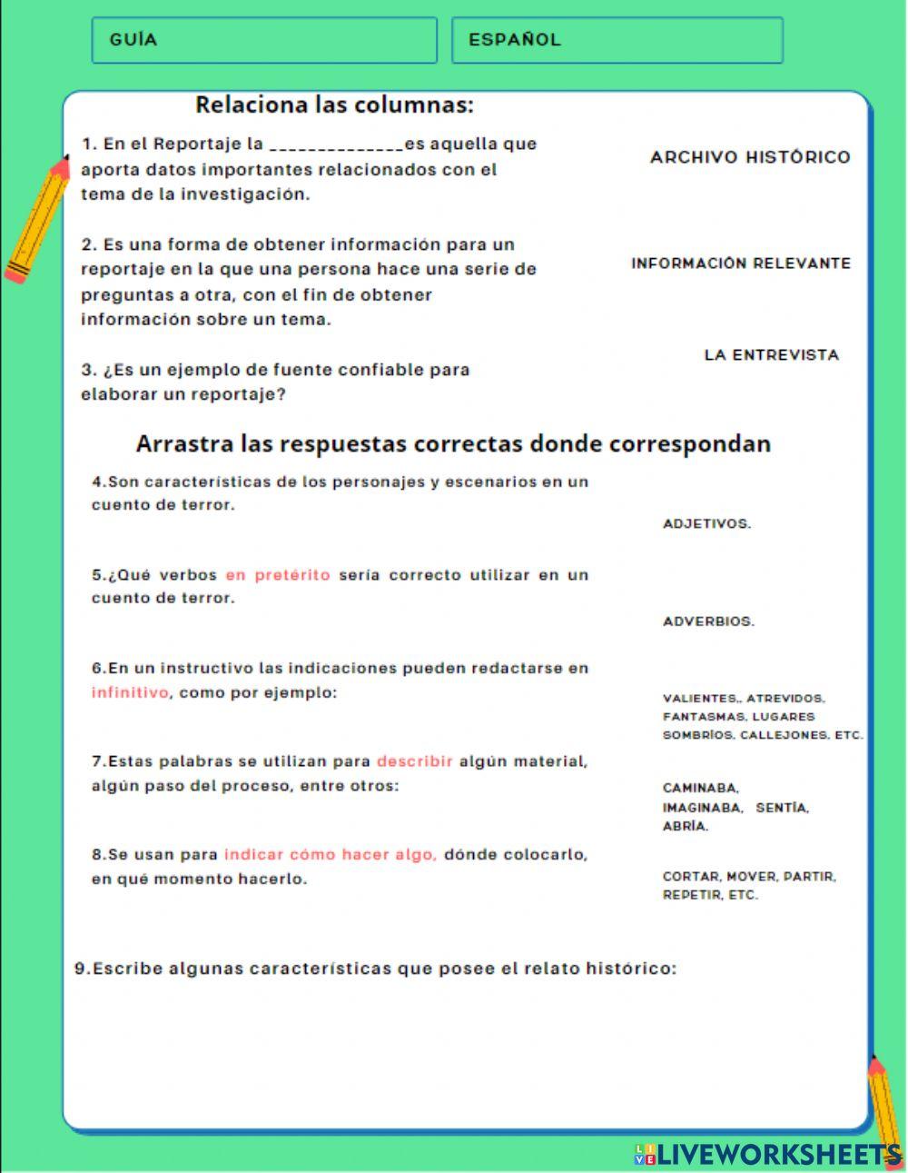 Guía de repaso Español.