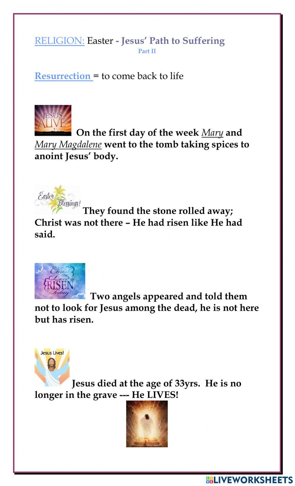 Religious Studies Easter