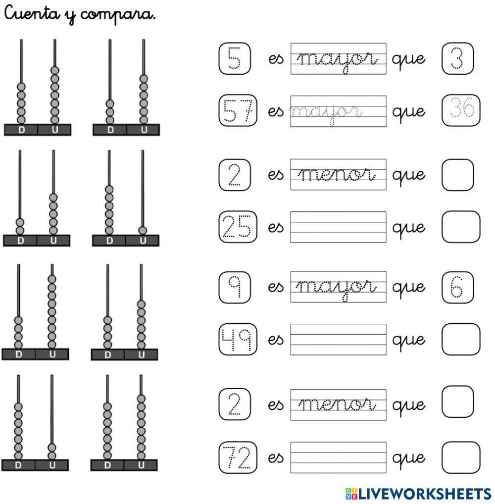 Comparar números. Decenas-Unidades