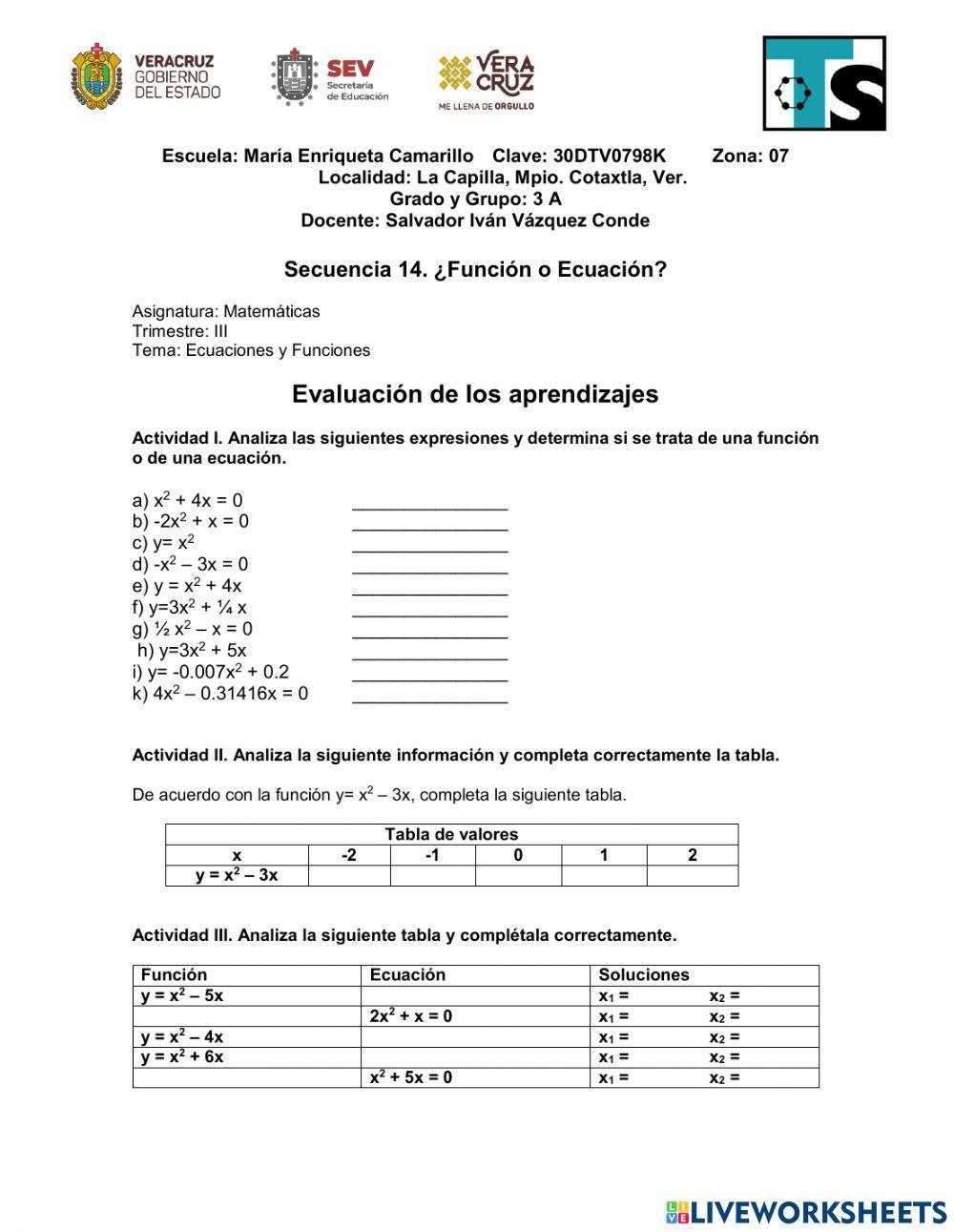 Función o Ecuación