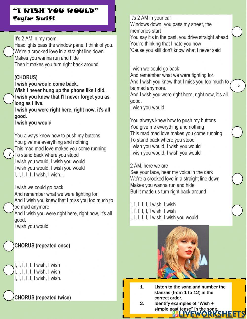 I wish you would by Taylor Swift
