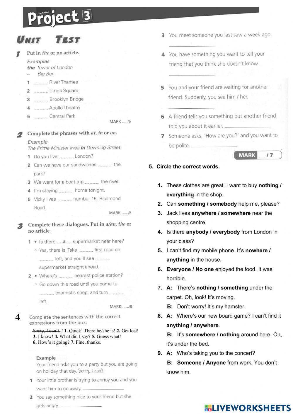 Indefinite and definite articles