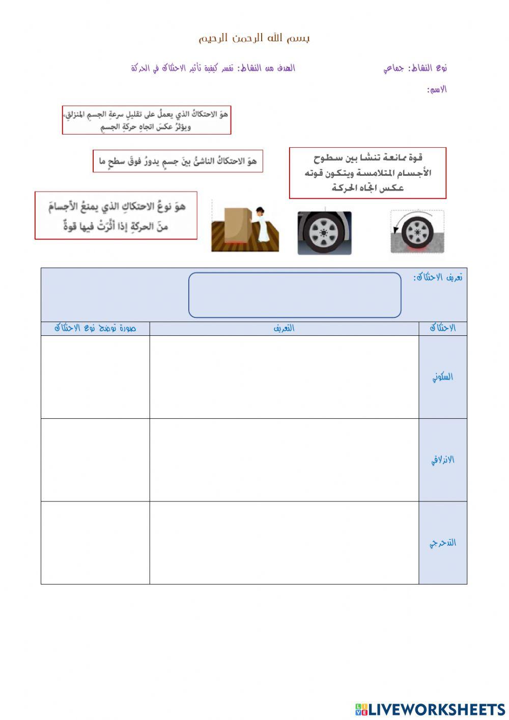 تأثير الاحتكاك في الحركة