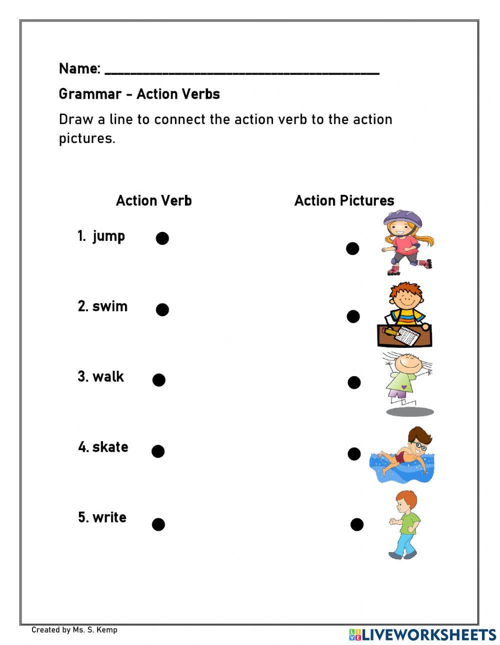 Action Verbs online exercise for k4 1 Live Worksheets