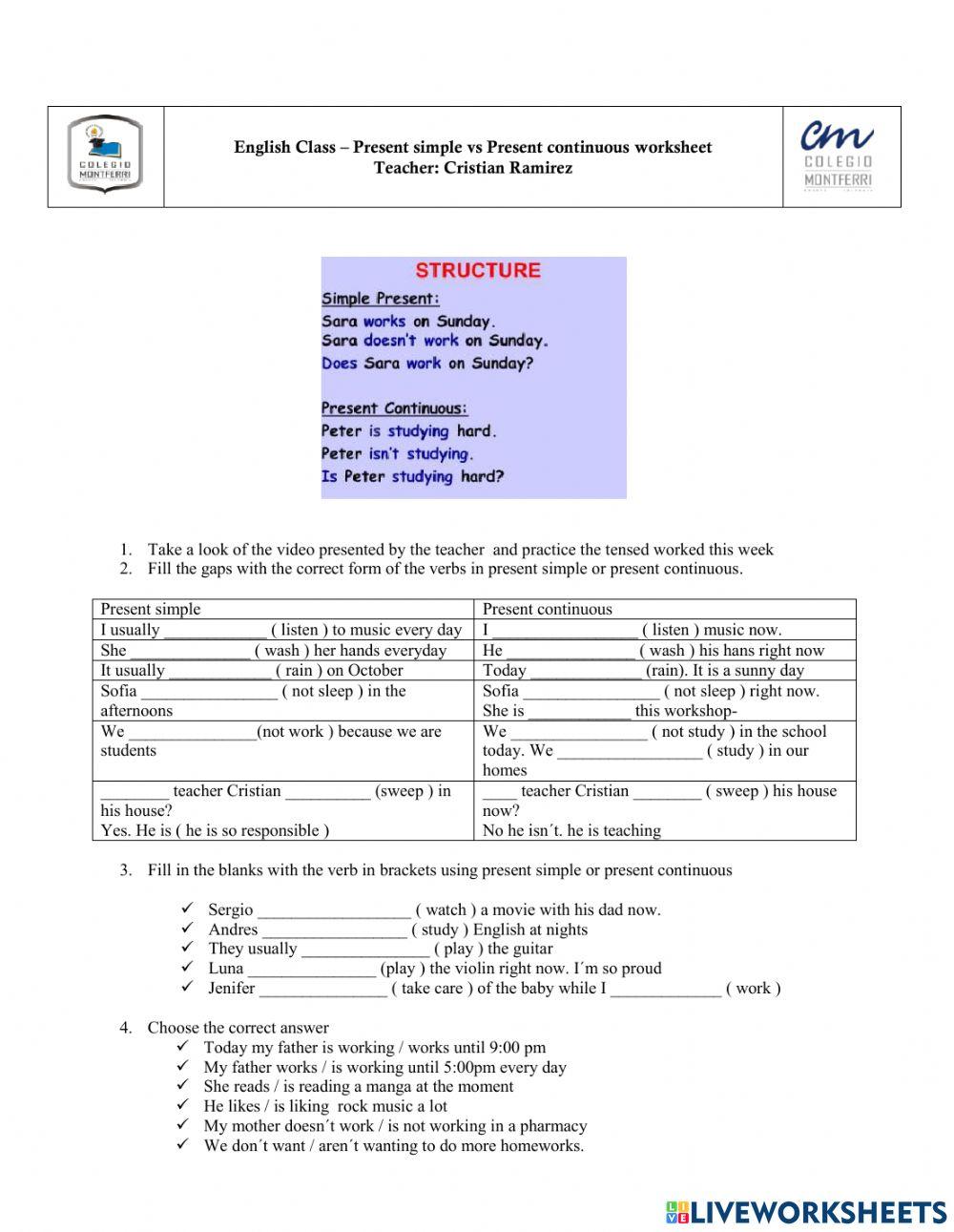 Present simple vs Present continuous
