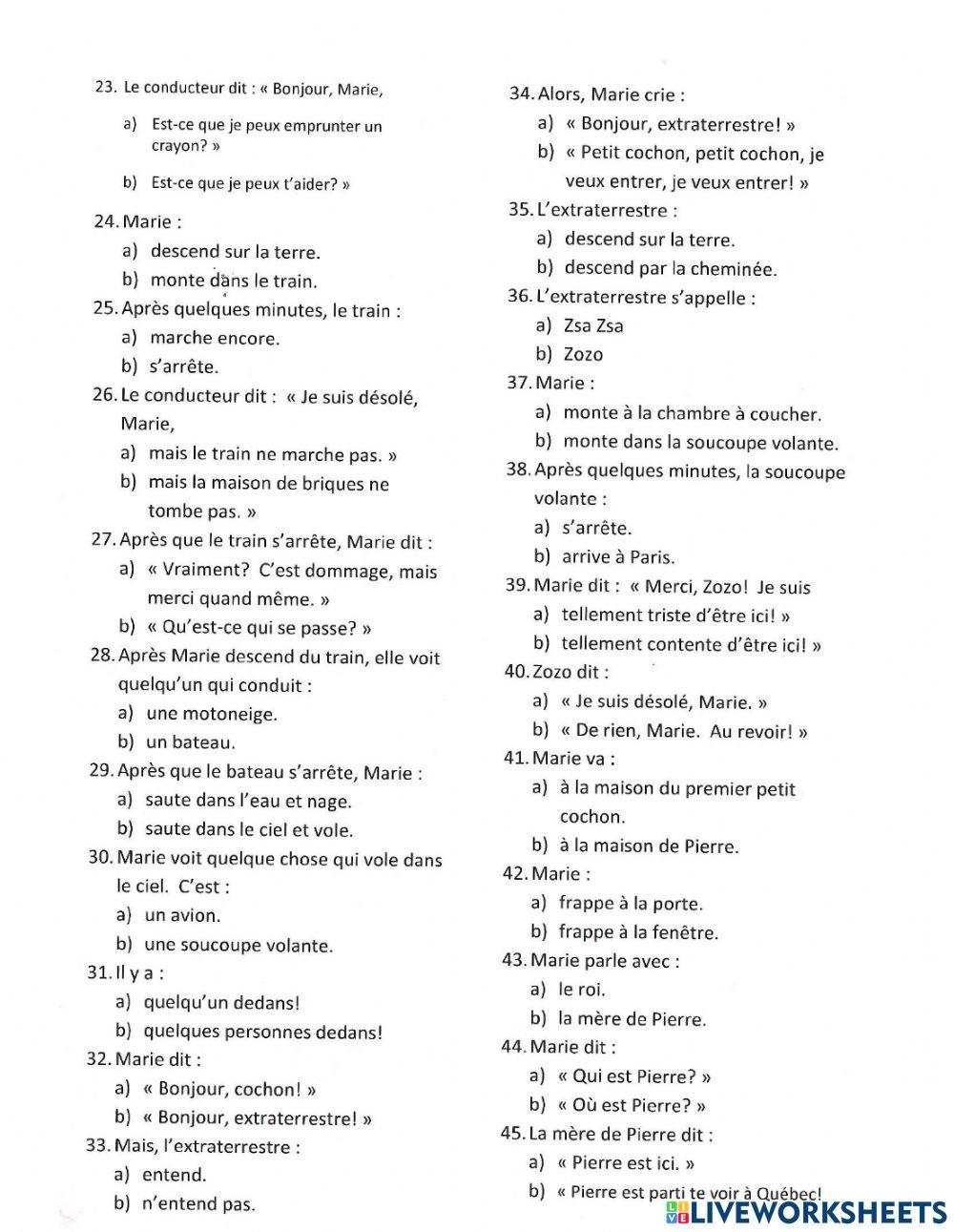 Comment y aller - Choisis la bonne réponse